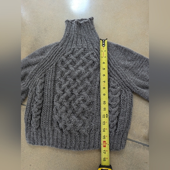 Smythe Hand Knit Cropped Cable Knit Sweater - Charcoal - Picture 9 of 9